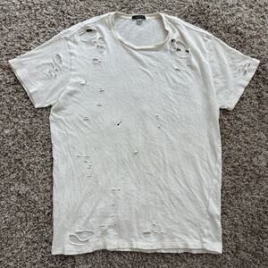 $295 R13 Destroyed Boy T-Shirt Off White Ecru Men’s Size Small Japanese Fabric